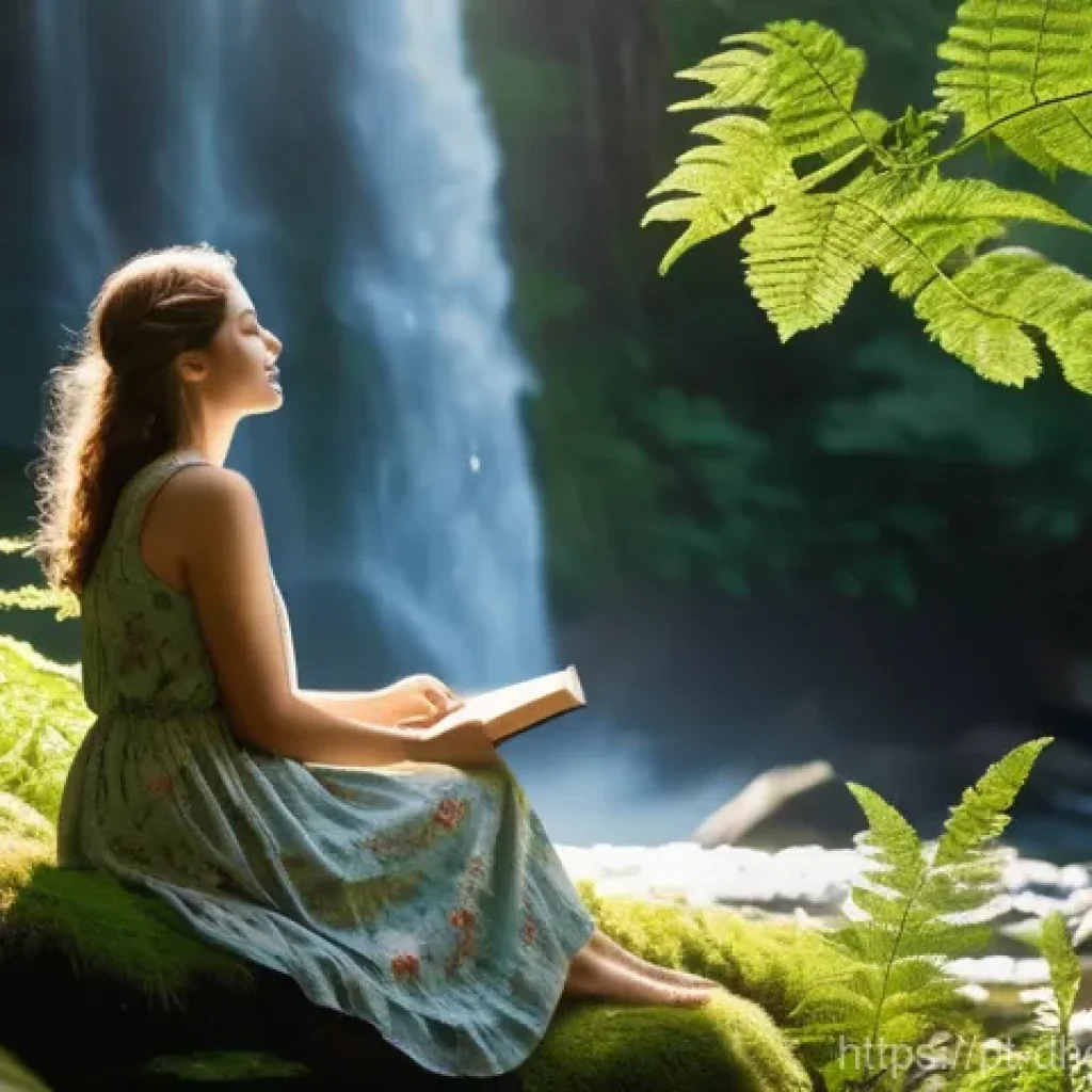 전 세계 주거 형태 비교 분석 - A young woman, approximately 20 years old, wearing a modest, knee-length floral sundress, sits peace...