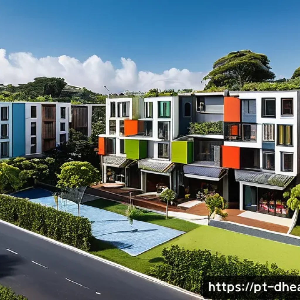 도시 외곽의 주거 형태 변화 - A vibrant urban scene in the outskirts of a Brazilian city showcasing small to medium-sized vertical...