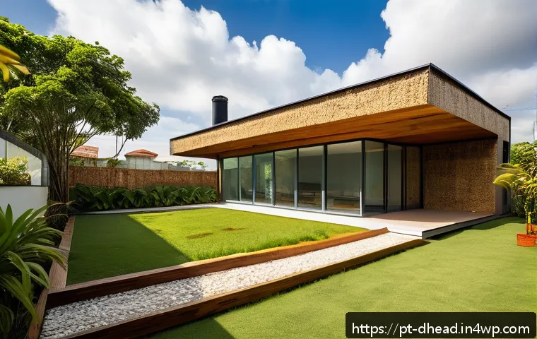 주거 형태의 변화와 생태학적 지속 가능성 - A modern sustainable house exterior in a Brazilian urban neighborhood, showcasing eco-friendly const...